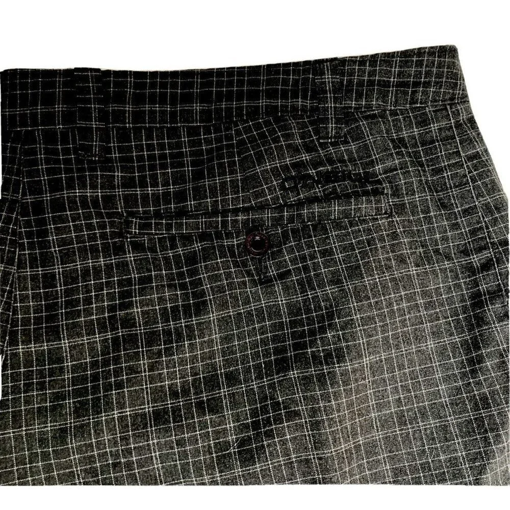 O'Neill Gray Window Pane Plaid Mens 38 Flat Front Casual‎ Bermuda Golf Shorts